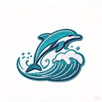Patch brodé thermocollant ou à coudre de l'équipe de football Dolphin, logo sportif pour veste, sac à dos, chapeau, décoration de vêtements