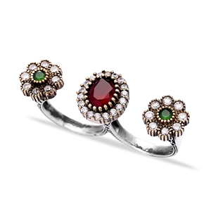 คู่นิ้วออตโตมันออกแบบแหวนสำหรับผู้หญิงขายส่ง Handcrafted แท้925แหวนเครื่องประดับเงิน - Product Image 1