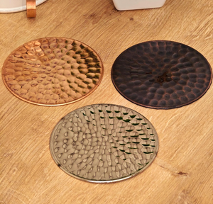 Sous-verre en métal martelé, ensemble de sous-verres en cuivre, sous-verres en métal faits à la main, sous-verre rustique pour boissons, sous-verre vintage en métal, sous-verre en laiton - Product Image 4