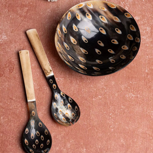 Elegant Natural Ox Horn Bowl with <b>Spoon</b> Set Eco-Friendly Lightweight Dishwasher Safe for Organic Food <b>Serving</b>-CRAFT ZONE EXPORT - Product Image 1