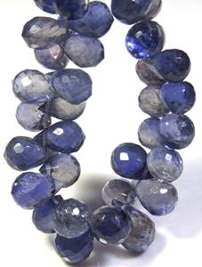 ลูกปัดพลอยบลูไอโอไลต์ทรงหยดน้ำเหลี่ยมเพชรพลอย ขนาด 9-13 มม. ลูกปัดพลอยคอร์เดียไรต์ธรรมชาติ ความยาว 9 นิ้ว สำหรับทำเครื่องประดับ - Product Image 6