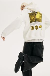 Sudadera de mezcla de algodón para hombre, sudadera blanca de manga completa con capucha, bolsillo de canguro, ajuste holgado, estilo de invierno con hombros caídos - Product Image 5