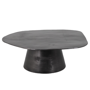 Mesa de centro de aluminio de diseño, mesa auxiliar de metal decorativa para sala de estar, forma superior ovalada - Product Image 1
