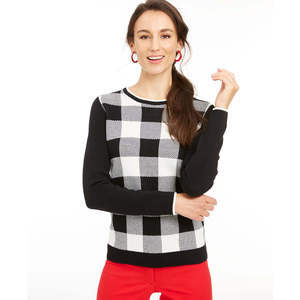 Maglione Familiare da Donna Charter Club a Quadri Buffalo, Traspirante, Lavorato a Maglia con Bottoni Decorativi per Estate Autunno Inverno, Taglia Media - Product Image 1