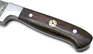 มีดเชฟเหล็กดามัสกัสแฮนด์เมดพร้อมปลอกหนังมีดทำอาหารแบบคมบริการ OEM คุณภาพระดับพรีเมียมงานตามสั่ง - Product Image 4