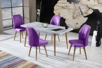 Ensemble de table à manger moderne avec 4 chaises - Bois écologique extensible, meubles durables de haute qualité, utilisation à domicile ou au restaurant, meilleur choix
