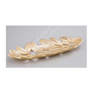 Bandeja de Servicio para Bodas de Aluminio Pulido Ecológico, Diseño Moderno Vintage, Plato Decorativo Hecho a Mano con Forma de Hoja - Product Image 1