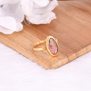 Piedra preciosa de turmalina Natural, Plata de Ley 925 sólida, anillo de moda chapado en oro amarillo, regalo perfecto para ella, joyería de moda - Product Image 2