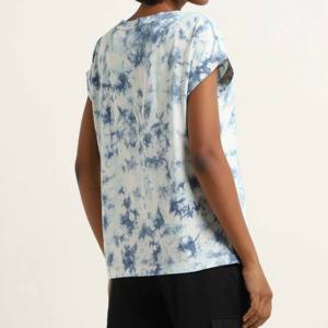 Ropa de calle de verano con cuello abierto para mujer, camisetas de talla grande de algodón transpirable con logotipo personalizado, diseño de cuello Polo, tela estampada al por mayor - Product Image 6