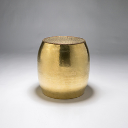 Tabouret de jardin décoratif en métal, fait main, durable, poli à haute brillance, avec motifs en relief, pour intérieur et extérieur - Product Image 3