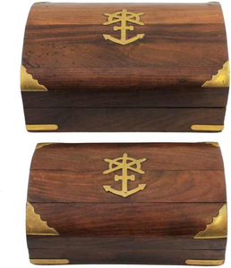 La mejor caja de madera náutica con incrustaciones de latón como Rueda de ancla, barco de peces y decoración de ataúd conmemorativo sólido de delfín - Product Image 4