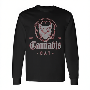 T-shirt à manches longues Cannabis Cat Weed Strain Stoner Tee - Product Image 2