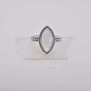 925 Sterling Silver Classic Marquise Shape Bezel Setting Ring Rainbow <b>Moonstone</b> Gemstone Women's Wedding Anniversary Party - Product Image 1
