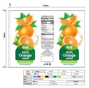 16.57 Floz Vinut 100% jus d'orange sans sucre ajouté emballage de bouteille de type purée - Product Image 2