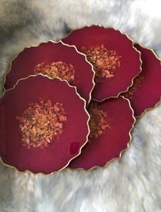 Handmade Luxury Eco-Friendly Resin Coasters Set for Home Decor and Parties Classic Design Unique <b>Epoxy</b> Mats and Pads <b>Table</b> Use - Product Image 5