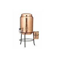 Pot distributeur en cuivre émaillé imprimé 100% avec support en métal et verre de qualité supérieure 100% refroidisseur d'eau en cuivre naturel durable
