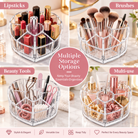 Support de présentation de rouge à lèvres en acrylique en forme de cœur avec sections divisées pour le rangement de cosmétiques sur coiffeuse et l'organisation du comptoir de beauté