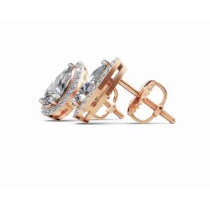 Exclusivos Pendientes de Diamantes de Corte Redondo y Pera con Halo Majestuoso de Oro de 14 Quilates, Joyería Cultivada en Laboratorio, Proveedor Mayorista - Product Image 6