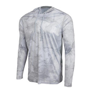 Camo Design Sublimation Impression Pêche Chemises À Capuche 100% Polyester Spandex À Manches Longues Sportswear Vêtements De Pêche - Product Image 1