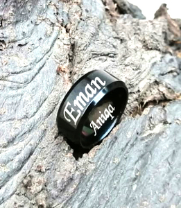 Handmade Stainless Steel <b>Ring</b> <b>Black</b> Coated Phosphate Customize Name Men's <b>Women</b> Wedding Engagement <b>Ring</b> by Knives Manufacturer - Product Image 1