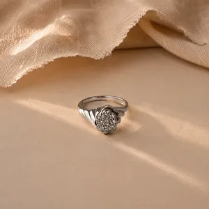 Vintage Floral Cluster <b>Ring</b> for Kids Resizable Stainless <b>Steel</b> & Alloy Gemstone <b>Ring</b> - Product Image 4
