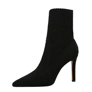 Bottines à talons aiguilles pour femmes, mode automne/hiver, à bout pointu, élastiques, motif uni - Product Image 4