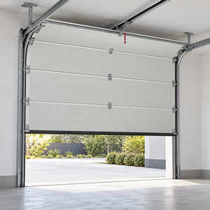 Système de rails de porte de garage sectionnelle en acier blanc avec isolation thermique et ouverture latérale électrique - Product Image 2