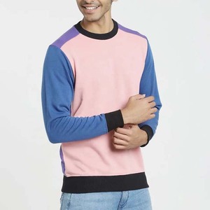 Vêtements décontractés à manches longues couleur unie hommes pull sweats meilleure vente col rond 100% coton dernière conception basiques respirant - Product Image 1