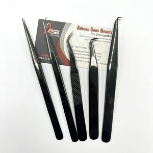 Pince à épiler professionnelle en acier inoxydable au plasma noir avec logo personnalisé vente en gros Extension de cils durable pince à épiler pointue - Product Image 5