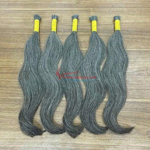 Extensiones de cabello humano virgen Remy vietnamita al por mayor pelo gris liso natural a granel gris ahumado - Product Image 2