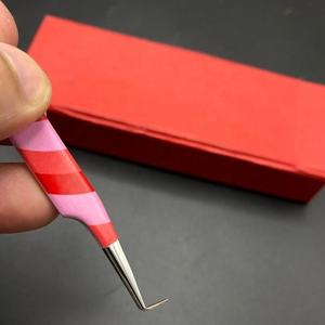 Pinzas de extensión de pestañas de acero inoxidable sostenibles de alta calidad 12cm punta puntiaguda profesional de 90 grados probada a mano - Product Image 4