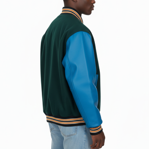 Veste universitaire vierge tendance OEM, épaisse, couleur personnalisée, manches en coton, col rabattu, laine personnalisée, longue devant, hiver - Product Image 6