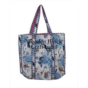 Bolsos de Mano para Mujer, Bolso de Hombro Reversible con Estampado Floral, Bolsos de Mano Grandes Acolchados de Algodón, Bolsos de Compras de Algodón Personalizados de Moda, Bolsos de Viaje - Product Image 5