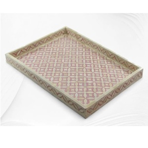 Nueva Bandeja de Madera de Diseño con Acabado de Incrustaciones de Hueso, Estilo Único, Bandeja para Servir Dulces, Pasteles, Café o Té - Product Image 5
