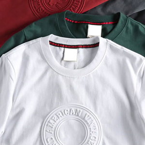 Venta al por mayor 100% algodón O-cuello camisetas para hombres de alta calidad en relieve y transpirable personalizado en relieve de impresión camisetas para hombres - Product Image 3