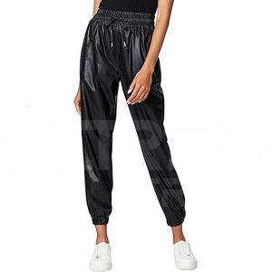 Pantalones de cuero originales para mujer Último diseño Casual Elástico Cintura media Color sólido Nuevo tamaño disponible - Product Image 1