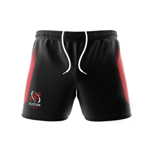 Pantalones cortos de cintura media para hombre de poliéster 100% negro sólido con patrón de lona de punto tablero de sublimación corto con cierre de cordón - Product Image 1