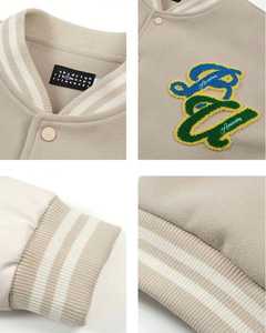 เสื้อแจ็กเก็ตแฟชั่นบางสำหรับผู้ชาย, เสื้อแจ็กเก็ตฤดูหนาวทรงหลวมสไตล์ทีม chenille Patch ปกคอตั้งสไตล์เบสบอลบอมเบอร์วิทยาลัยดีไซน์ใหม่ - Product Image 4