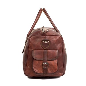 Versatile <b>Large</b> All-Weather Sport Duffle <b>Bag</b> Real Cowhide Leather Detachable Shoulder Strap Zipper Water-Resistant Fabric Mesh - Product Image 3