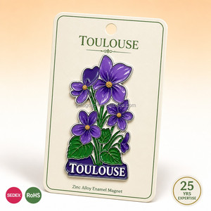 Aimant <span class=keywords><strong>de</strong></span> réfrigérateur en émail souple violet, série Souvenir <span class=keywords><strong>de</strong></span> <span class=keywords><strong>la</strong></span> ville <span class=keywords><strong>de</strong></span> <span class=keywords><strong>Toulouse</strong></span>, France, fabriqué en usine depuis 25 ans, avec logo personnalisé pour les boutiques <span class=keywords><strong>de</strong></span> cadeaux touristiques - Product Image 1