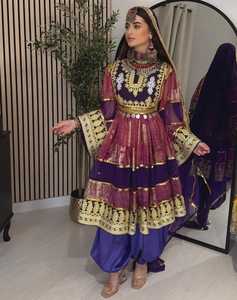 ชุดเจ้าสาว afghan kuchi ชุดเดรสแต่งงาน kuchi มีพู่สีชมพูและหลากสีชุดชนเผ่า - Product Image 5