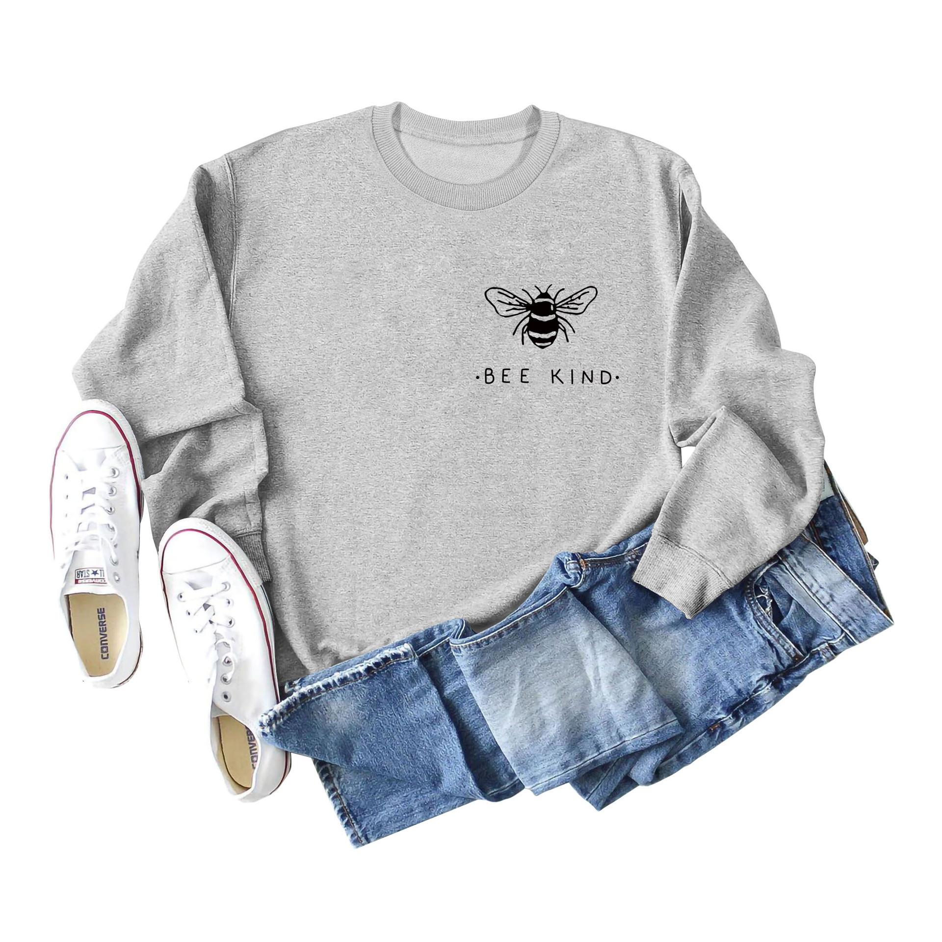 Gray sweatshirt (black font) printed on the chest