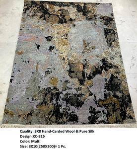 พรมขนสัตว์ผสมไหมถักมือ Planet Arts HKR007 ขนาด 8x8 ลายดอกไม้ ป้องกันการลื่น ขนยาว คุณภาพจาปุร มีสินค้าพร้อมส่ง ราคาโรงงานอินเดีย - Product Image 5