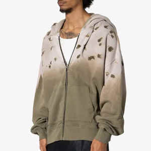 Sweat à capuche personnalisé 100% coton éponge française poids lourd lavé à l'acide conception numérique respirant confort pour l'hiver - Product Image 5