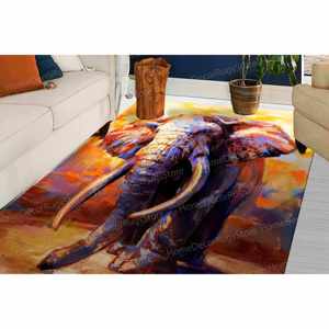 Abstract Elephant Painting Rug, Indoor <b>Printed</b> Rug, <b>Dining</b> <b>Room</b> Decor,Luxury Velvet Rug - Product Image 1
