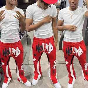 Sweat Jogger pantalones apilados conjunto de chándal personalizado Puff estampado Crop Top Sudadera con capucha Flare pantalones de chándal 100% algodón secado rápido hombres - Product Image 1