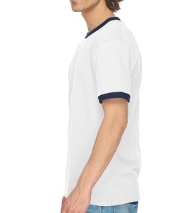 Camiseta Ringer de algodón de manga corta para hombre, camisetas unisex con logotipo personalizado - Product Image 3