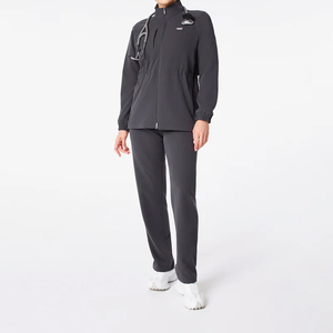 2025 chaqueta de fregado Alberta para mujer, uniforme médico, ropa de trabajo ligera con cremallera, chaqueta de enfermería con logotipo personalizado - Product Image 6
