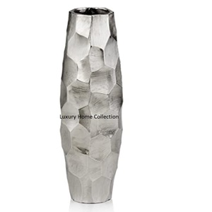 แจกันเก็บดอกไม้ตกแต่งทำมือแจกันตั้งพื้นและกระถางปลูกต้นไม้ลายรังผึ้งแจกันสีเงินขนาด - Product Image 1