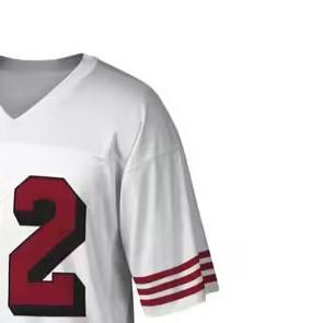 Camiseta de Fútbol Personalizada Blanca de Manga Corta con Cuello en V, Rayas Rojas, Transpirable, con Número Impreso, Diseño de Ropa de Fútbol Americano - Product Image 4